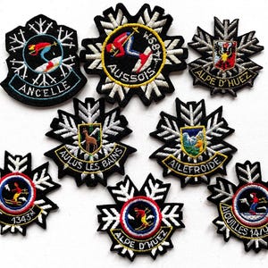 Vintage Patch Fransk Skida – Valfri Ancelle, Aussois, Ailefroide Snöflinge Resesouvenir (Sy-på)