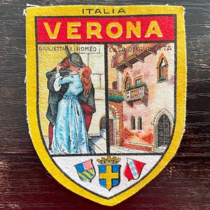 Écusson vintage Vérone Italie – Roméo et Juliette, balcon de Juliette, souvenir de voyage italien (à coudre)