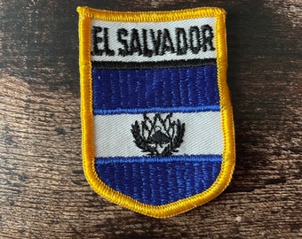 Parche Vintage El Salvador : Bandera Bordada Recuerdo de Viaje NOS