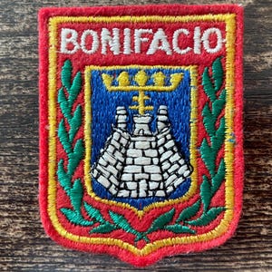 Vintage-lapp Bonifacio Korsika Frankrike – Citadell och Medelhavsfransk resedekor (Sy-på)