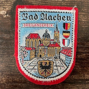 Vintage Patch Bad Aachen Applikation einige gestickte Applikation Reise Souvenir Niederlande Belgien 3 Länder Grenze