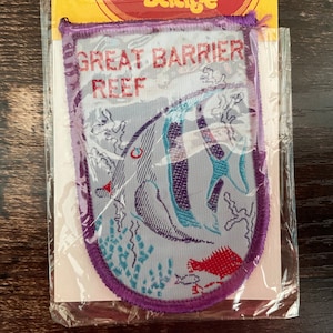 Great Barrier Reef Patch – Vintage Australia Travel Souvenir – Queensland Coral Sea Marine Life Embroidered Applique