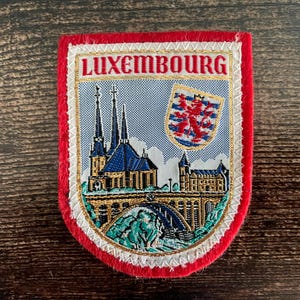 Vintage Patch Cathedral of LUXEMBOURG Coat of Arms sew on applique patches some embroidered Travel Souvenir Accessory Wanderlust