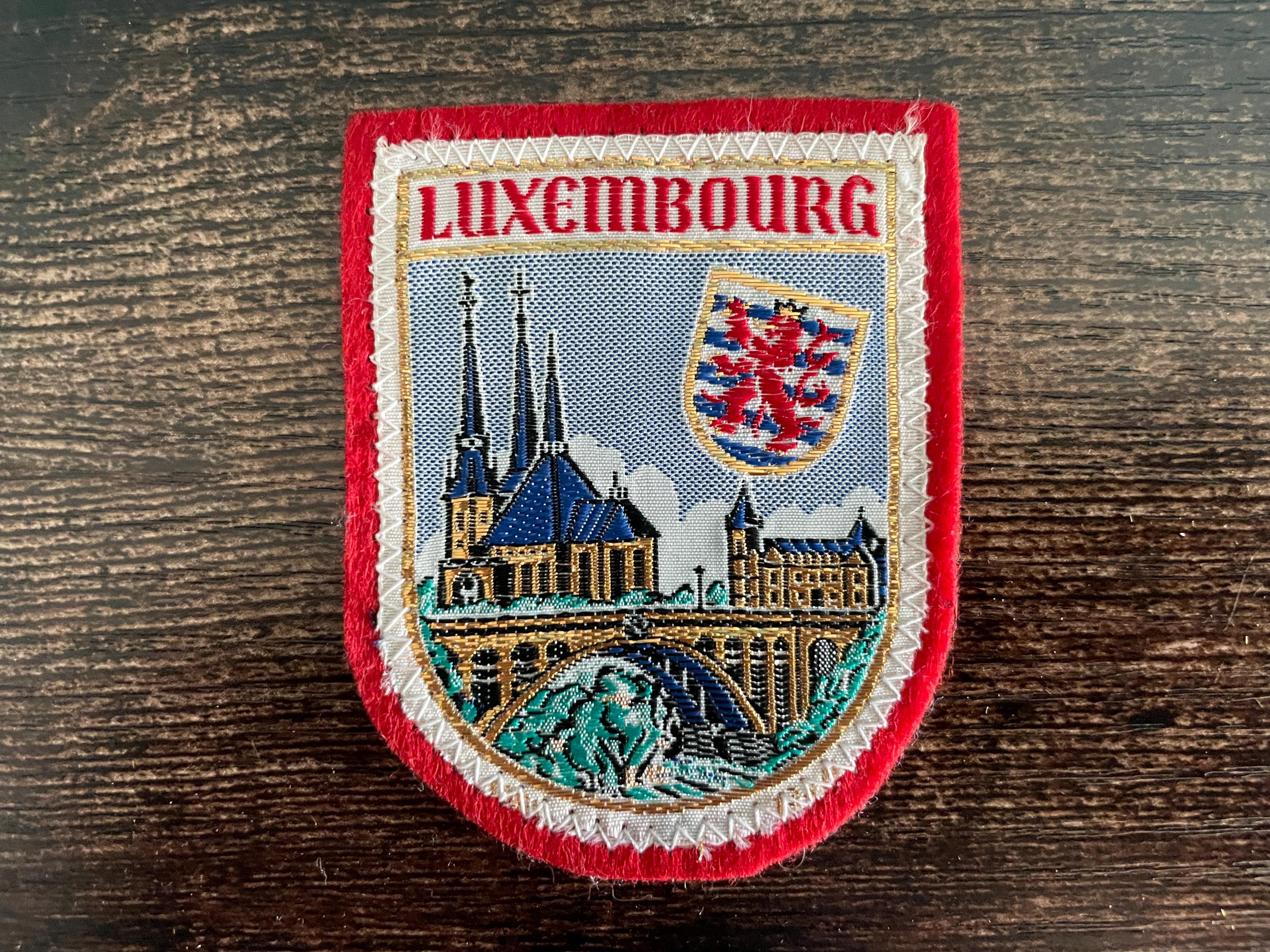 Vintage Patch Cathedral of LUXEMBOURG Coat of Arms sew on applique patches some embroidered Travel Souvenir Accessory Wanderlust