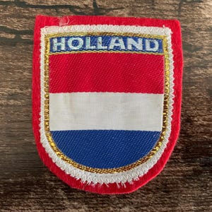 Vintage Patch Holland NETHERLANDS Dutch Flag Coat of Arms sew on applique embroidered Travel Souvenir Wanderlust Gift