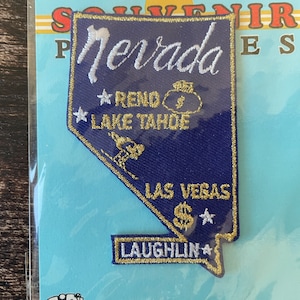 Vintage Patch Nevada USA American iron on applique Reno Lake Tahoe Las Vegas Laughlin embroidered Travel Souvenir Wanderlust Gift
