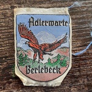 Vintage Patch Adlerwarte Berlebeck GERMANY German Eagle sew on applique embroidered Travel Souvenir Wanderlust Gift