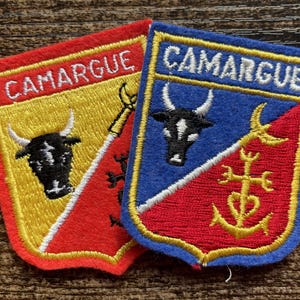 Vintage Patch Camargue France – French Regional Emblem Bull Trident Anchor (Sew-On)