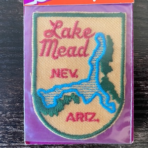 Vintage Patch Lake Mead Reservoir Hoover Dam Arizona Nevada USA AMERICA iron on applique embroidered  Gift Idea Wanderlust Gift
