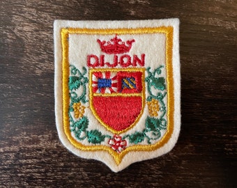 Vintage Patch Dijon FRANCE French Burgundy Wine Region Dijon Mustard sew on applique embroidered Travel Souvenir Accessory Wanderlust