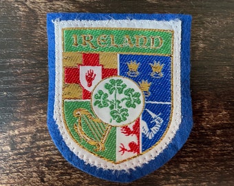 Vintage Patch Shamrock IRELAND Irish Shamrock Harp Cross Crown sew on applique embroidered Travel Souvenir  LOT Wanderlust Gift