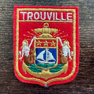 Vintage Patch Trouville sur Mer France Mermaids on the Sea Embroidered French Travel Accessories