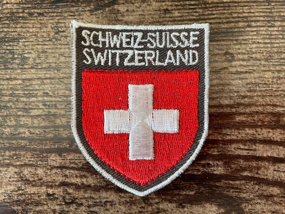 Vintage Patch Switzerland Schweiz Flag Swiss Cross Embroidered Sew on Travel Souvenir Accessory