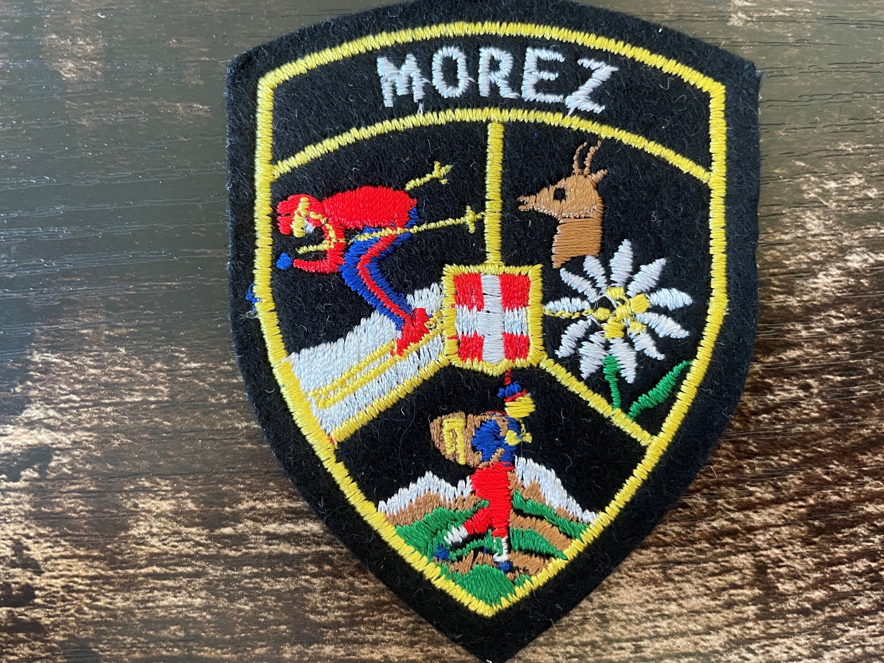 Vintage Morez France Patch: Embroidered Alps Skiing Souvenir