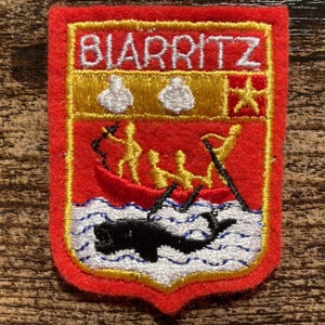 Vintage Patch Biarritz France – Basque Coast Whale Fishermen French Travel Souvenir (Sew-On)