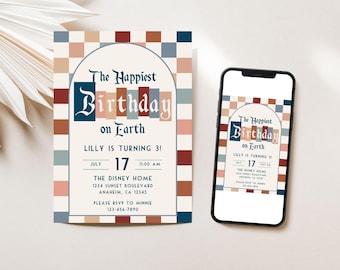 Retro Disneyland Birthday Invitation | Editable Disney Template (Digital Download)