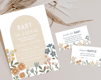 Wildflower Baby Shower Invitation Bundle: Minimalist Template (Digital Download)