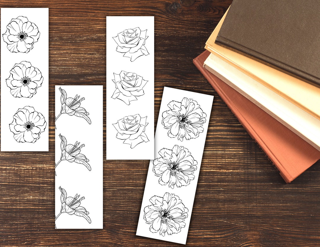 DIY Bookmark Printable Coloring Page Flower Lovers Bookmarks PDF ...