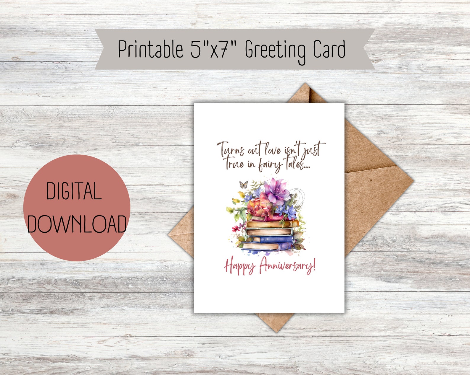 Printable Anniversary Greeting Card - Love in Fairy Tales | Book Lover ...