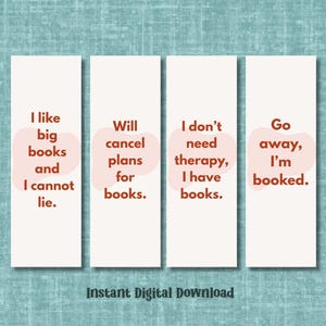 Snarky Bookish Quotes Printable Bookmarks - Instant Download
