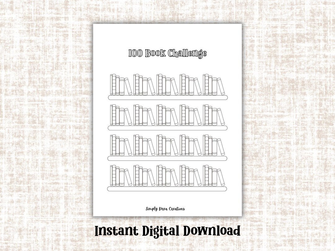 Printable 100 Book Challenge | Instant Download - Etsy