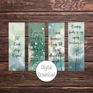 Snarky Bookish Quotes Printable Bookmarks - Dandelions - Instant Download