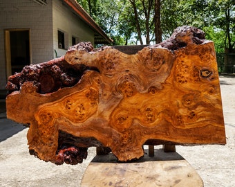 Rare!!Golden Amboyna BURL LUMBER Live Edge DIY Epoxy Resin Natural Slab Wood Table Top