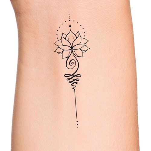 Unalome Lotus Temporary Tattoo - Etsy