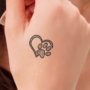 Paw Print Heart Temporary Tattoo / paw print mandala tattoo / dog tattoo / mandala tattoo / animals tattoo