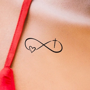 Cross Heart Infinity Temporary Tattoo / religious tattoo