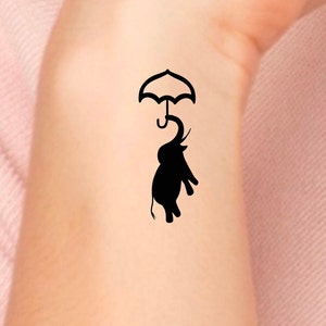 Elephant Umbrella Temporary Tattoo / animals tattoo / small elephant tattoo