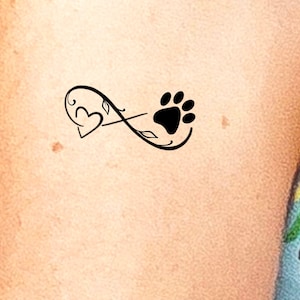 Infinity Paw Print Heart Temporary Tattoo / animals tattoo / dog tattoo