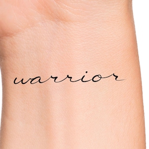 Warrior Temporary Tattoo / words tattoo / lettering tattoo / handwriting tattoo