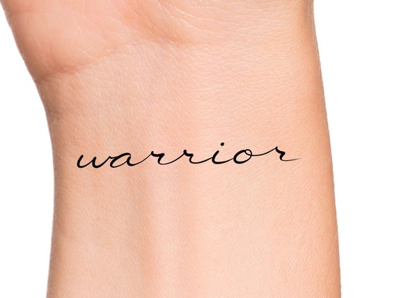Warrior Temporary Tattoo Words Tattoo Lettering Tattoo Etsy