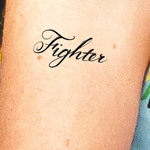 Fighter Temporary Tattoo / words tattoo / lettering tattoo / handwriting