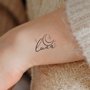 Luna Moon Stars Temporary Tattoo