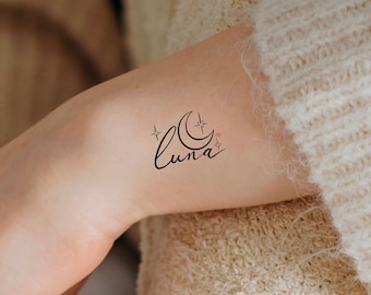 Luna Moon Stars Temporary Tattoo