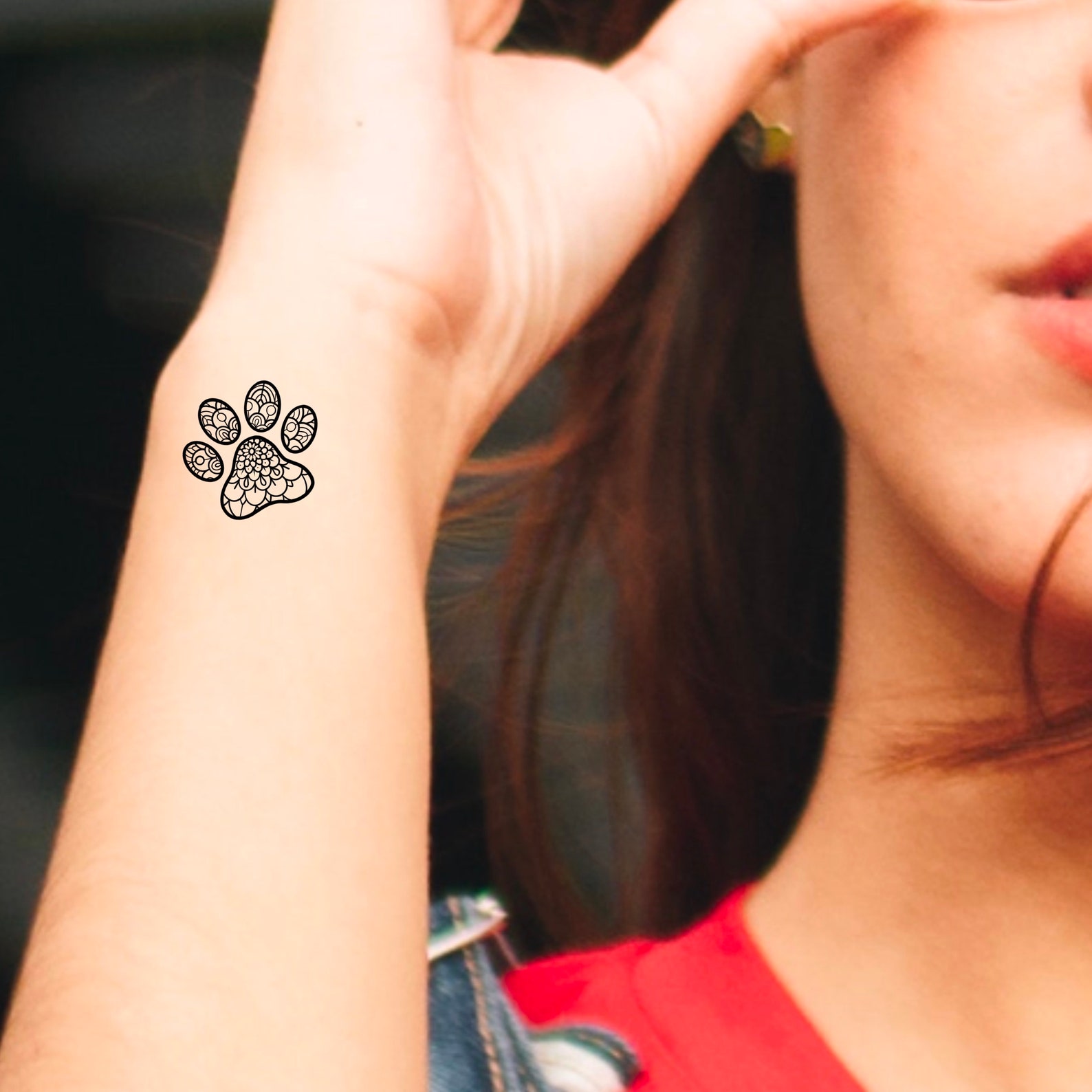 Paw Print Mandala Temporary Tattoo / Dog Tattoo / Animals - Etsy