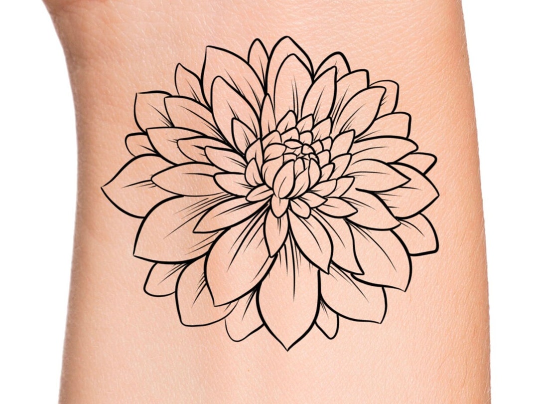 Dahlia Temporary Tattoo / Flower Tattoo / Floral Tattoo - Etsy UK