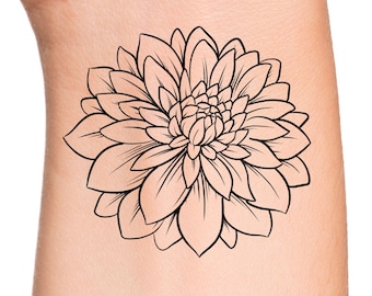Dahlia Temporary Tattoo / flower tattoo / floral tattoo