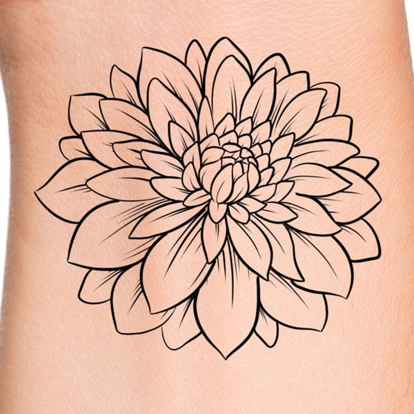 Dahlia Temporary Tattoo / flower tattoo / floral tattoo