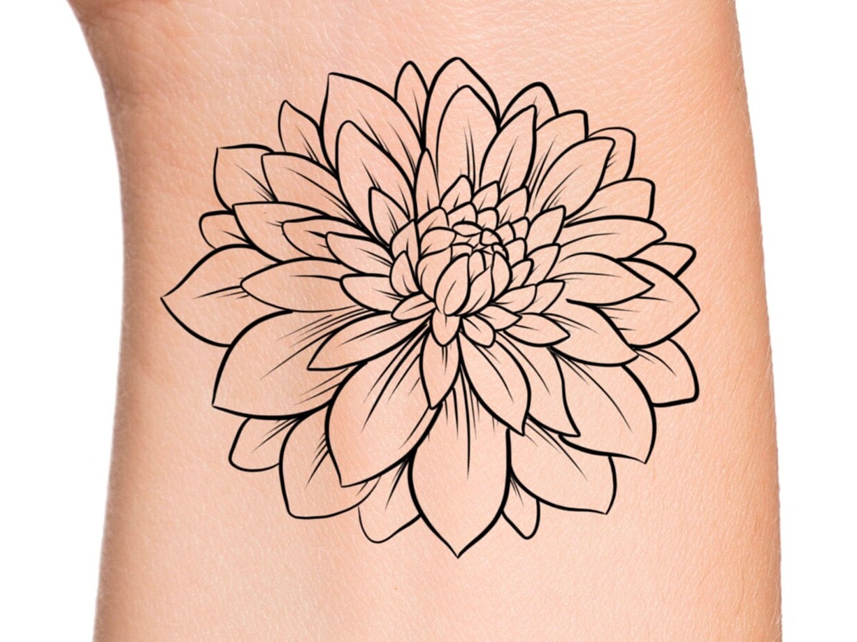 Dahlia Temporary Tattoo / Flower Tattoo / Floral Tattoo - Etsy New Zealand