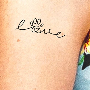 Love Paw Print Heart Temporary Tattoo / dog tattoo / animals tattoo