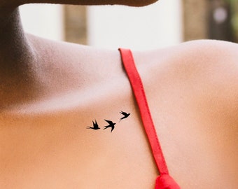 Silhouette Black Birds Temporary Tattoo / small birds / animals tattoo