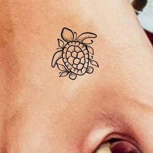 Turtle Temporary Tattoo / animals tattoo / leaves tattoo