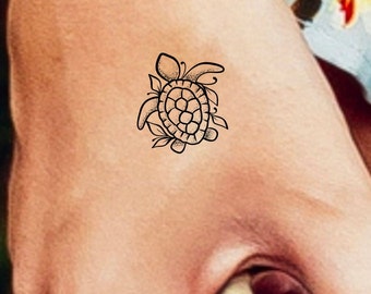 Turtle Temporary Tattoo / animals tattoo / leaves tattoo