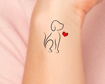 Dog Heart Temporary Tattoo / love tattoo / heart tattoo / dog tattoo / animals tattoo