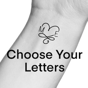 Custom Initials Heart Infinity Temporary Tattoo