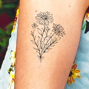 Wild Daisies Temporary Tattoo / Floral Tattoo / Daisy Tattoo - Etsy