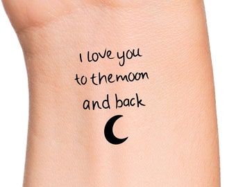 Moon And Back Tattoo Etsy